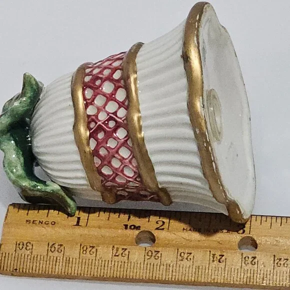 Fitz Floyd Christmas Bells Salt Pepper Shaker Set 3" handpainted vtg Holiday cer - Picture 6 of 7